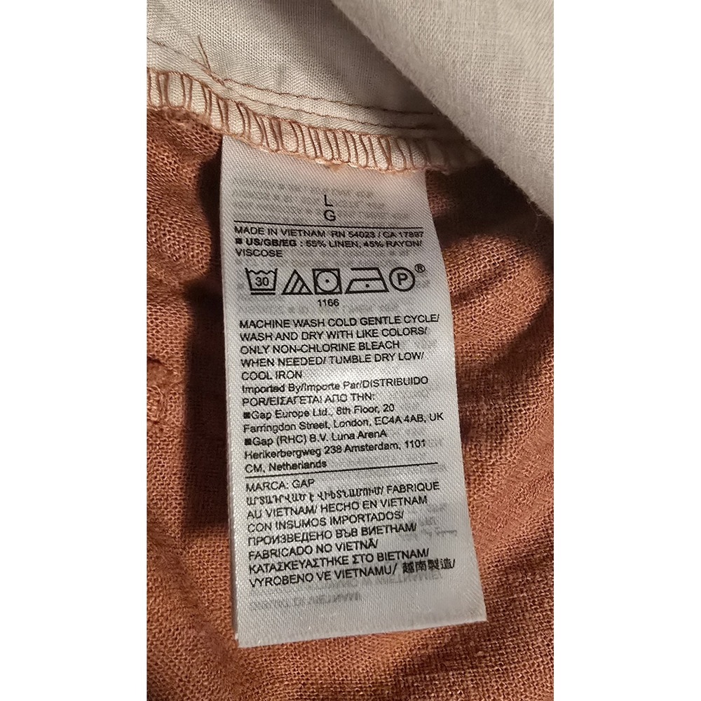 Gap Linen Blend Burnt Orange Pants Pockets Spring Travel Resort Womens Sz L - Picture 8 of 11